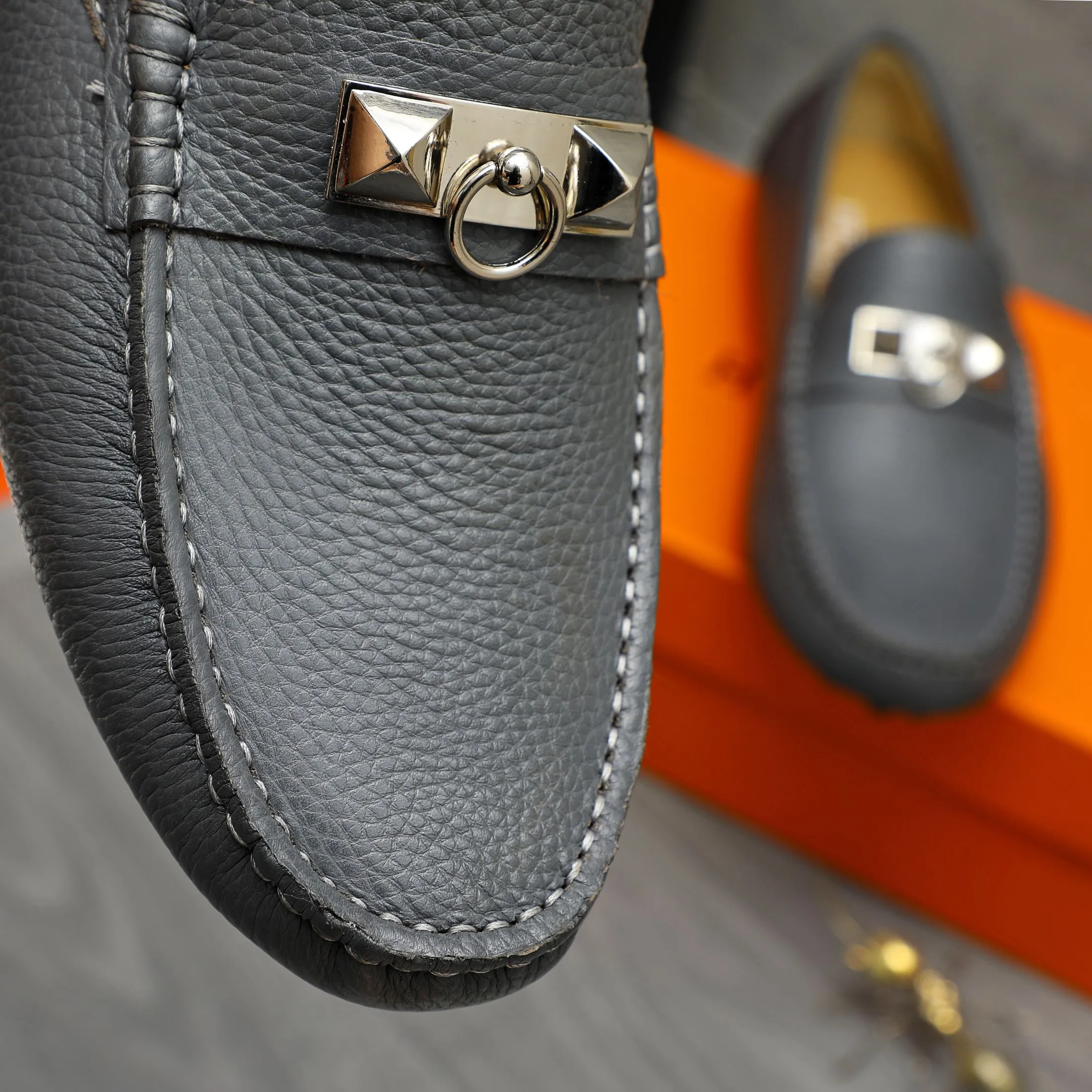 Men's shoes 💰420 Product trademark: HERMES "Hermes" casual slip-on shoes Regular size: 38-46 (45.46 custom-made, non-returnable) Product materials: Selected pebbled cowhide upper, sheepskin lining, non-slip bean outsole